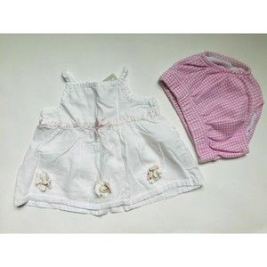 Baby Girl's Size 6M 3-6 Months Two Piece White Floral Girandola Top + DC Bottom